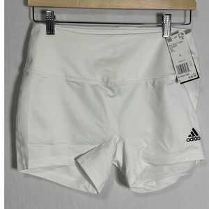 Adidas Women White 4in Short Tight Volleyball Compression Shorts CD9591 Size L
